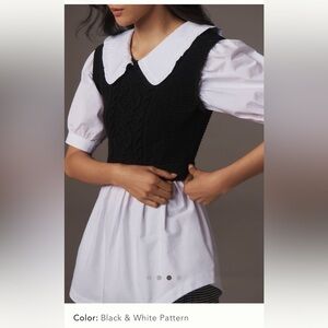 Anthropologie: Maeve Black and White Shirt with Collar